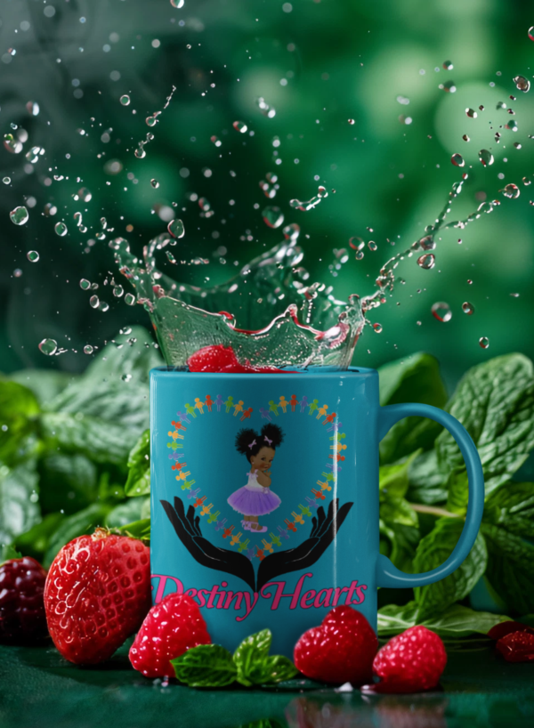 Dark Blue Destiny Hearts Glass Mugs